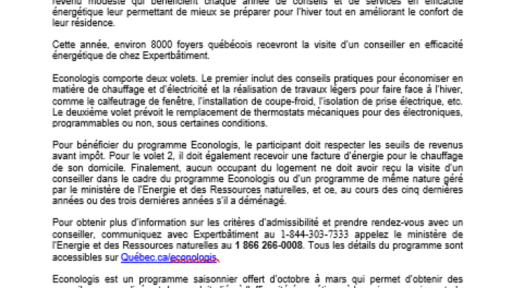 Un service gratuit pour les ménages à revenu modeste