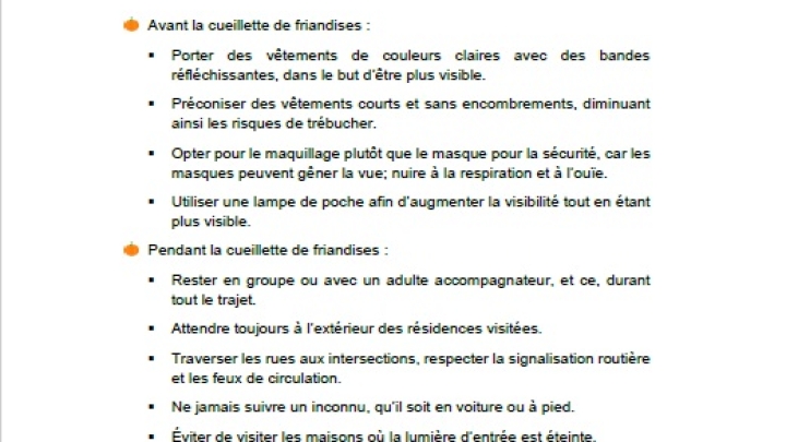 CONSEILS POUR UN HALLOWEEN EN TOUTE SÉCURITÉ