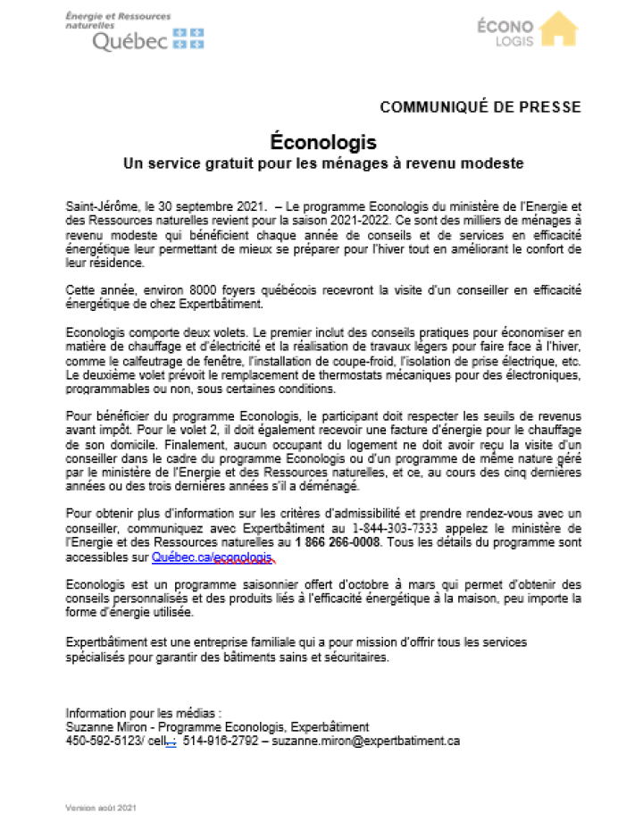 Un service gratuit pour les ménages à revenu modeste